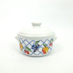 Individual Round Covered Casserole Soup Bowl 5" W 4.50" T Lattice Jay Import VTG